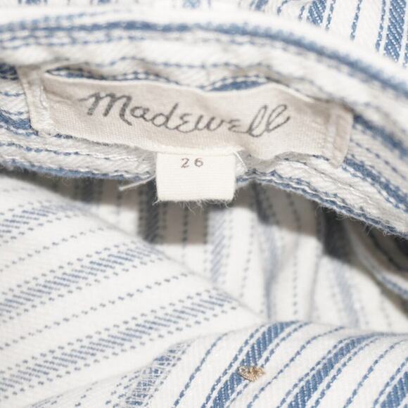 Madewell Emmett Stripe Linen Wide Leg Crop Pants Blue White Sz 26 Summer - Picture 8 of 11